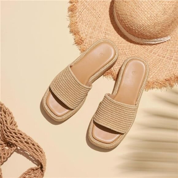 Platform Espadrille Sandals Women Slip On Wedge Slides Open Toe Beach Shoes - Picture 5 of 7
